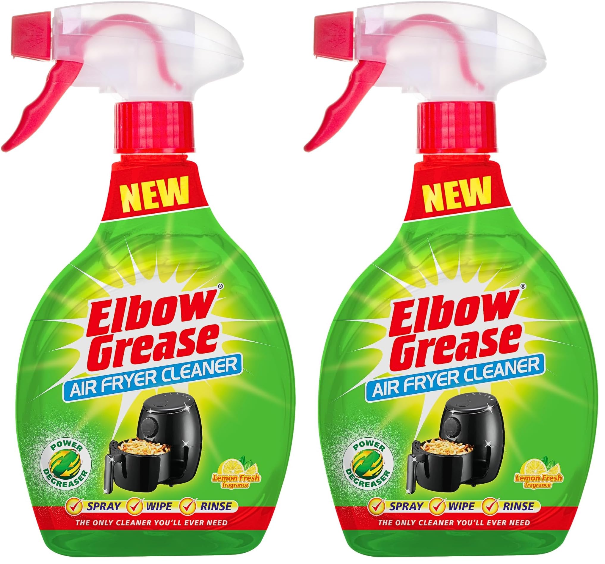 Elbow Grease Air Fryer Cleaner Spray | Spray, Foam, Wipe - Cuts Through Dirt, Grease & Grime (Lemon Fresh, 500ml) (Pack of 2) £2.68 s&s