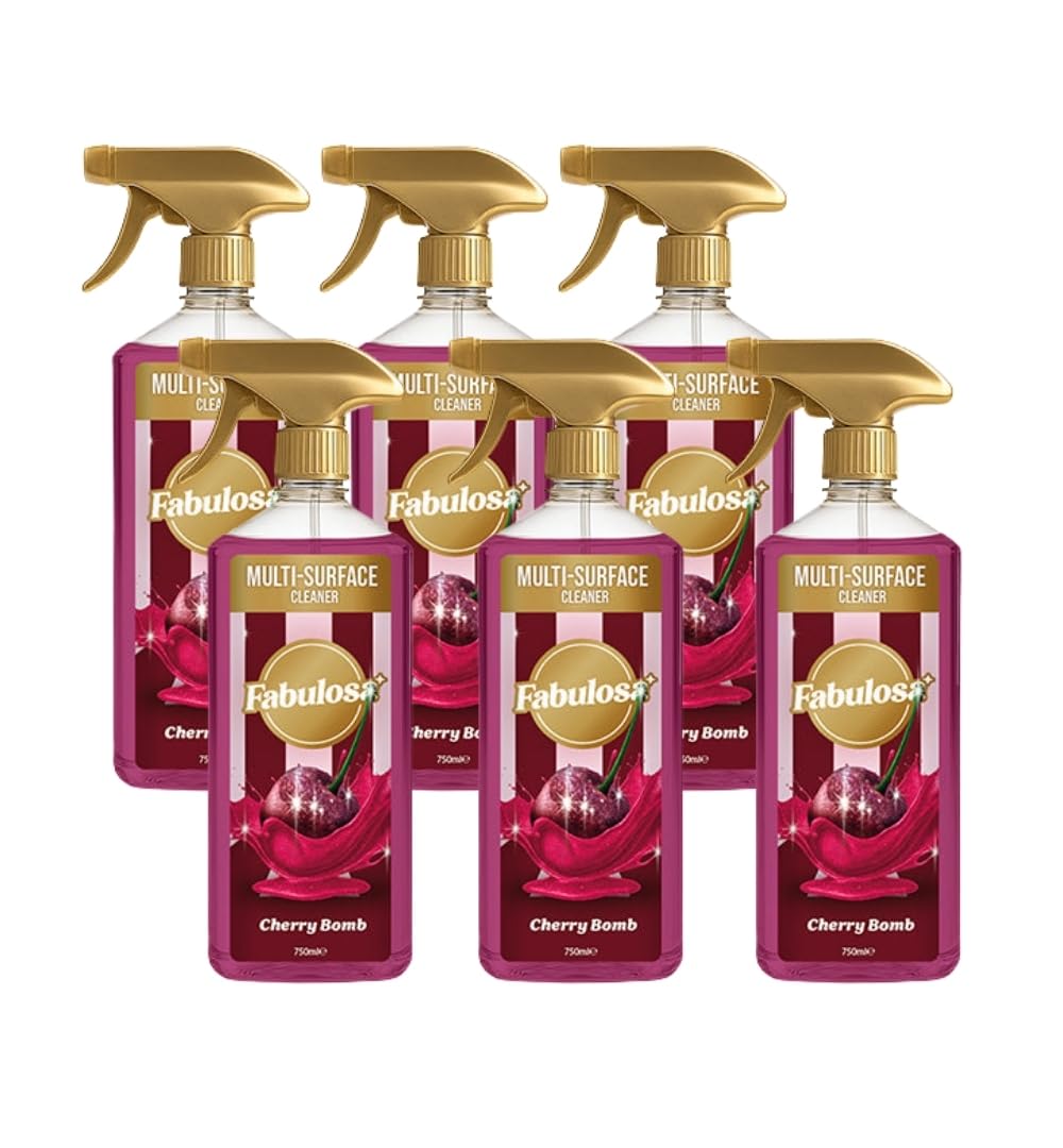 Fabulosa Antibacterial Disinfectant Spray, All Purpose Multi Surface Cleaner, 750ml, 6 Pack, Cherry Bomb (£5.70 S&S)