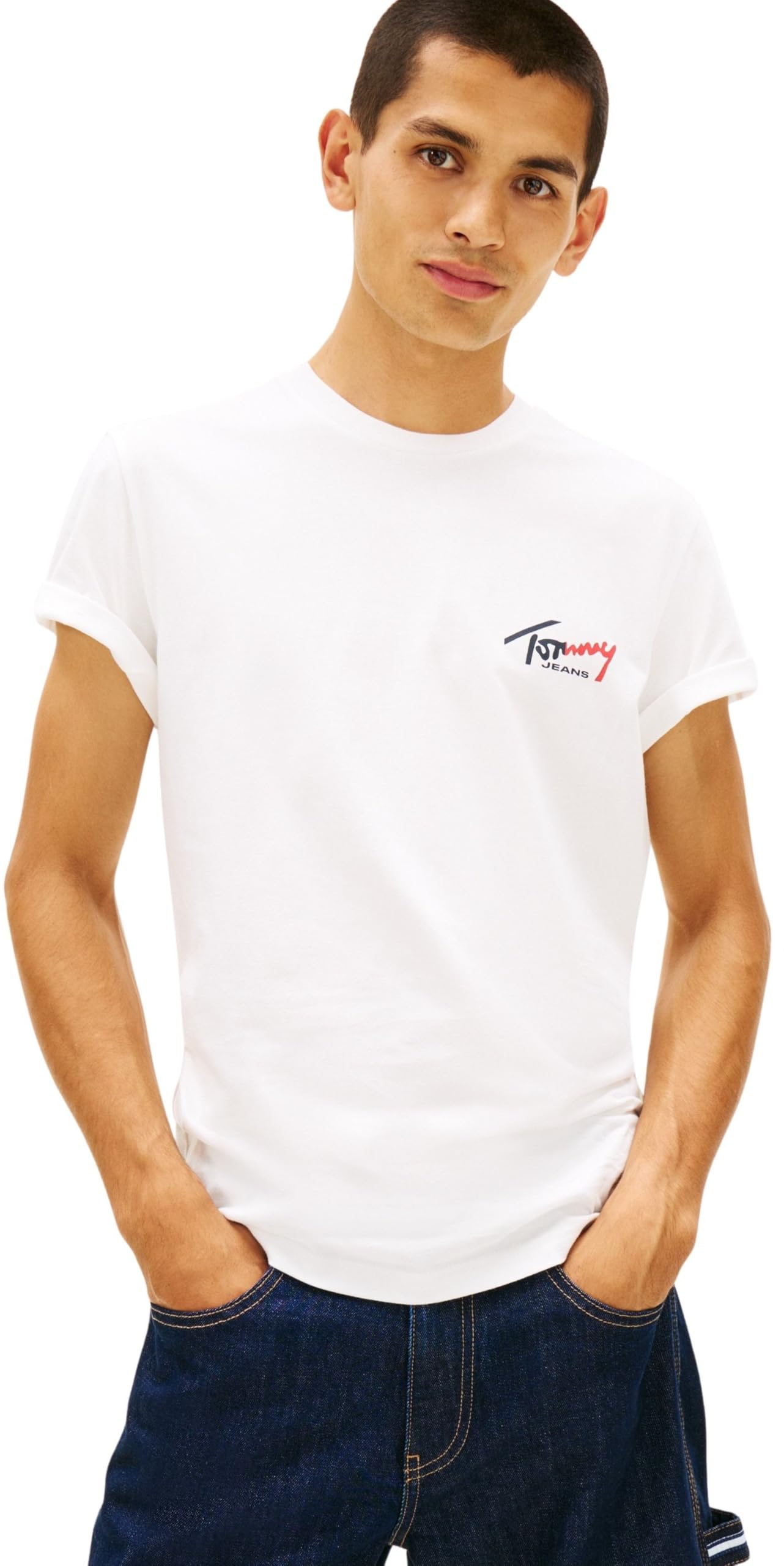 Tommy Jeans Men's TJM Slim Sign Chest Ss Tee - Size L
