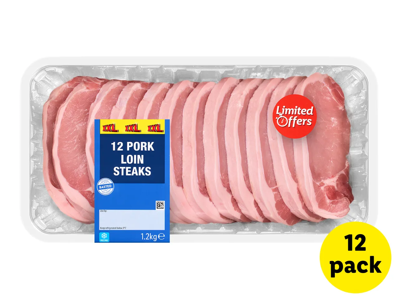12 Pork Loin Steaks 1.2kg