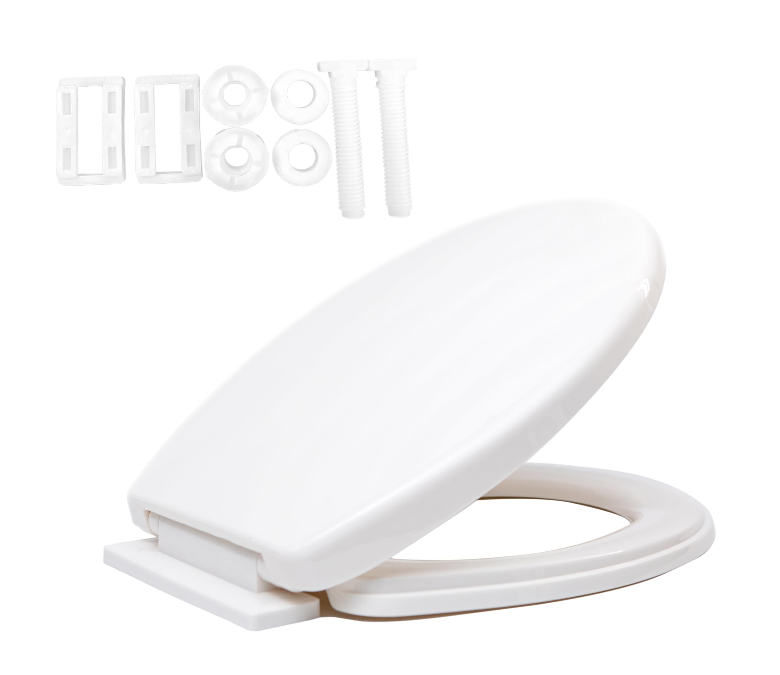Requisite Needs Soft Close Toilet Seat, Simple Top Fixing with Adjustable Hinges, White
