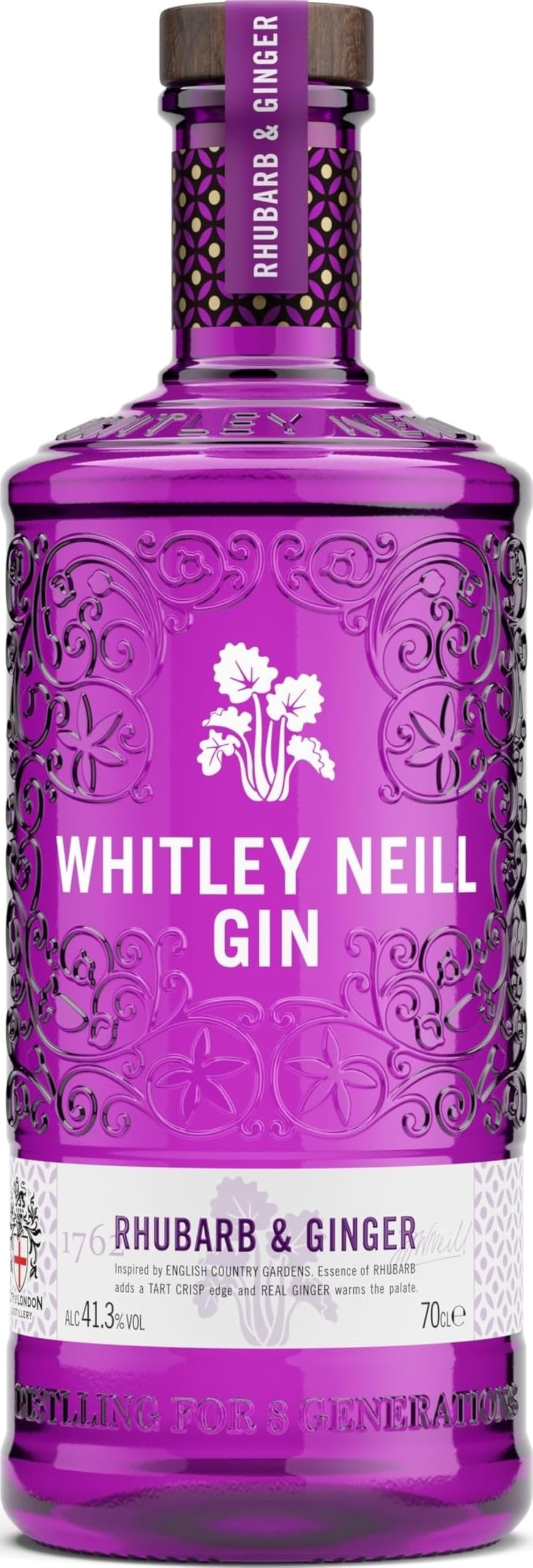 Whitley Neill Rhubarb & Ginger Gin 70cl, 41.3% ABV - W/Voucher