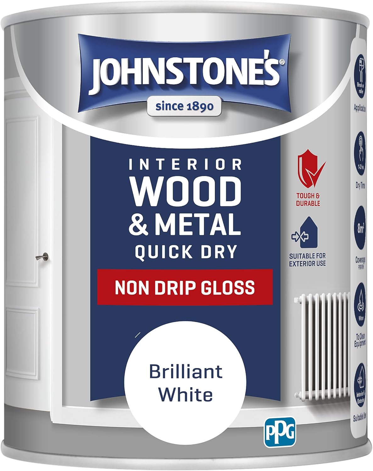 Johnstone's - Gloss Wood & Metal Paint - Brilliant White - 750ml