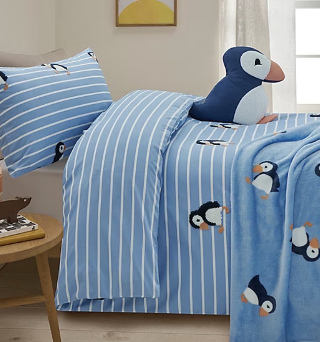 Blue Puffin Tufted Reversible Duvet Set (Toddler) - Free C&C