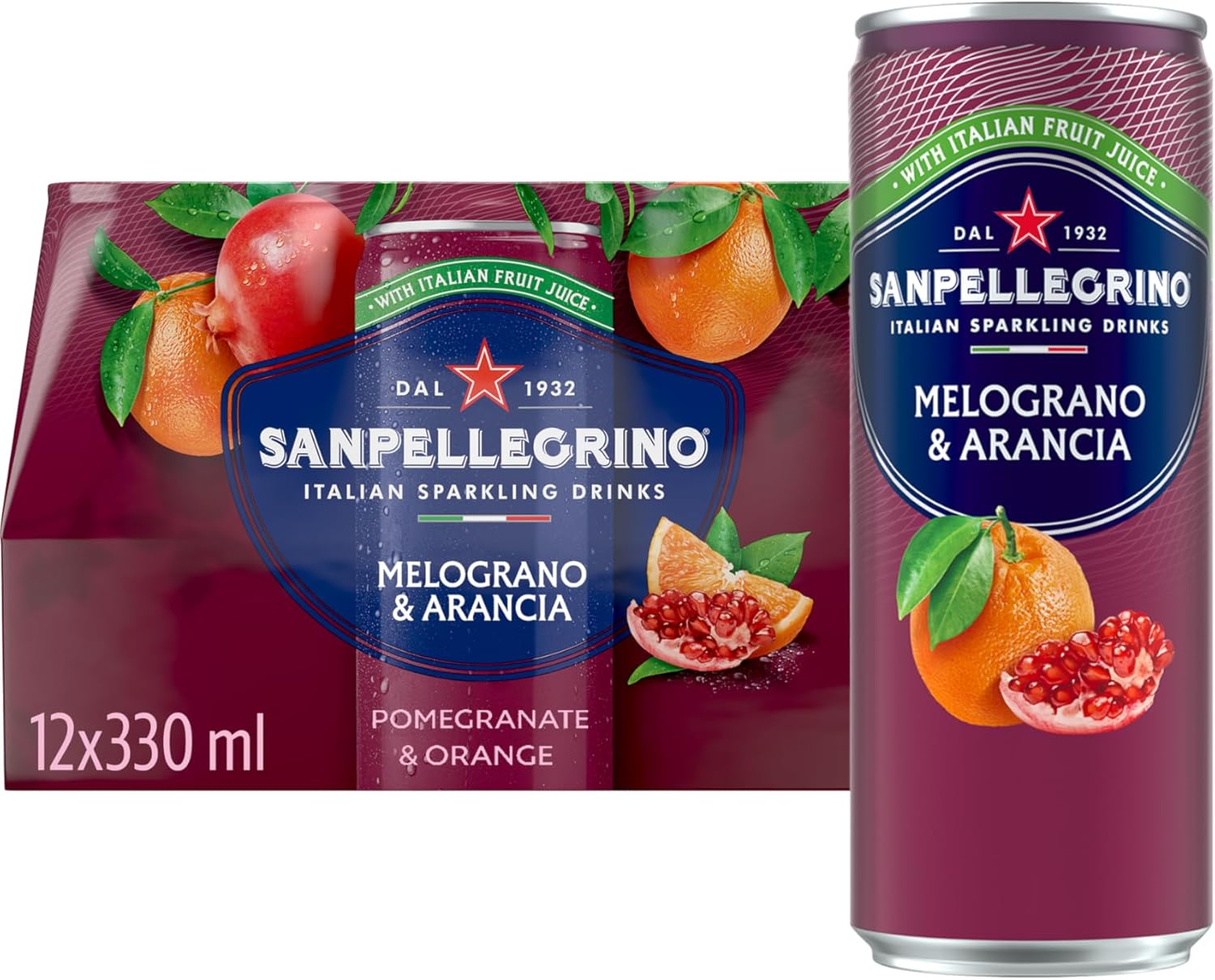 San Pellegrino Italian Sparkling Drinks Pomegranate & Orange 12x330ml - £7.20 S&S