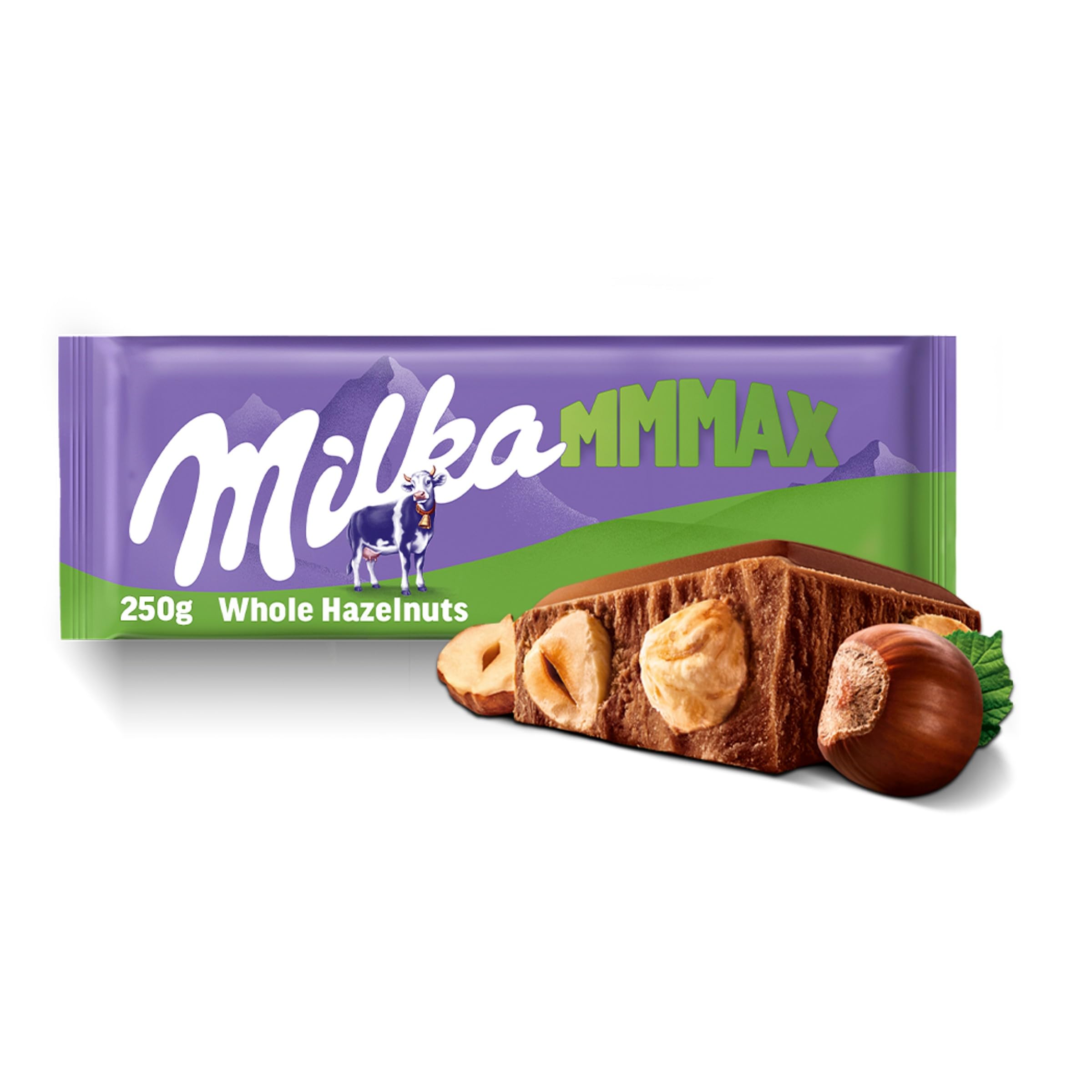 Milka Mmmax Alpine Milk Chocolate Bar with Whole Hazelnuts 250g (£2.24 S&S)
