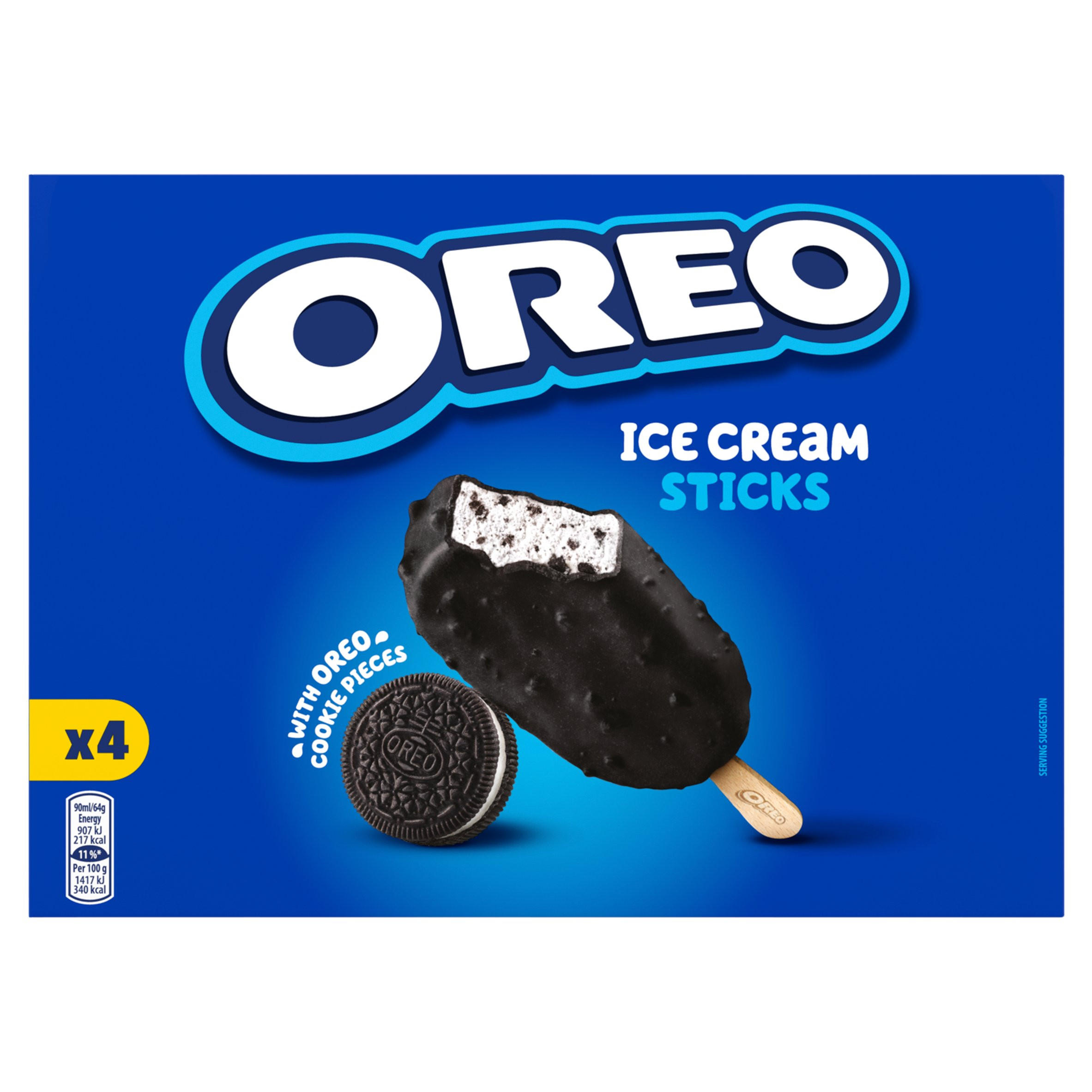 Oreo 4 Ice Cream Sticks with Oreo Cookie Pieces 4 x 90ml (360ml)