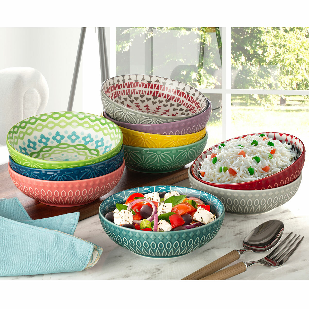 Signature Housewares Stoneware Bowls, 10 Piece