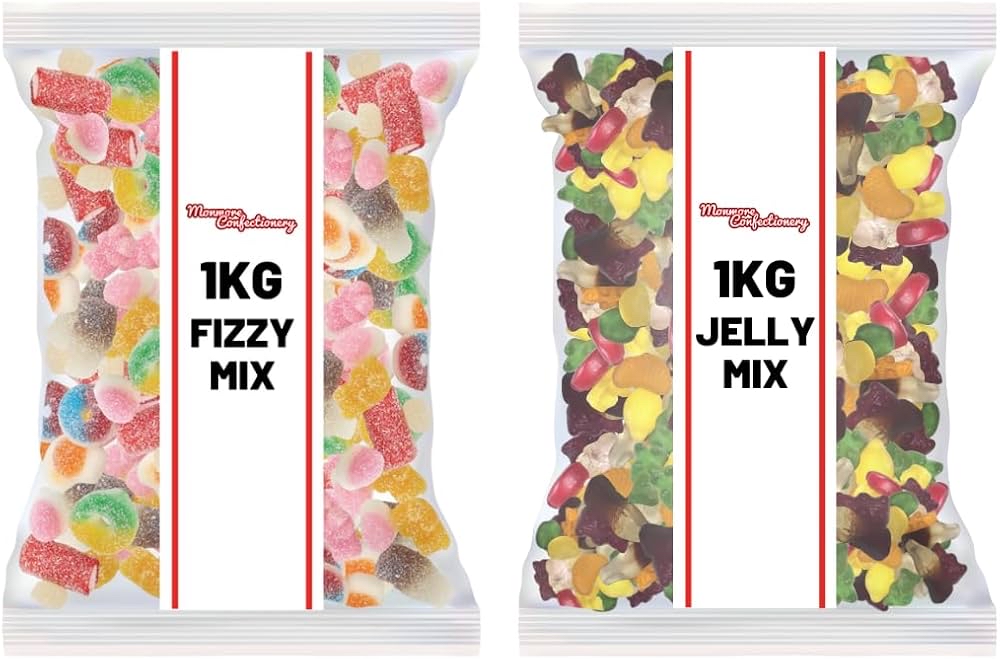 2kg Pick N Mix Fruit Jelly Sweets - Fizzy Mix 1kg + Jelly Mix 1kg (£7.19 / £6.79 S&S) - Sold & Dispatched by Monmore Confectionery