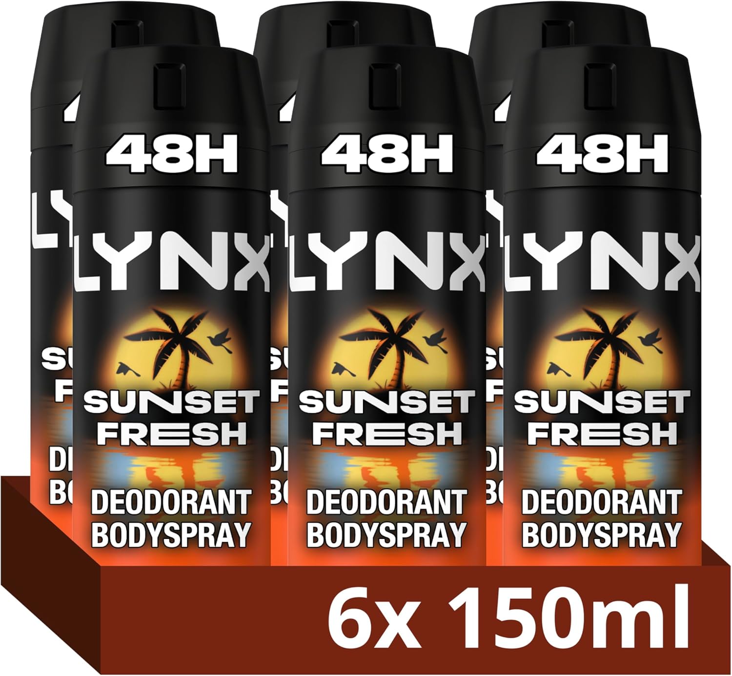 Lynx 6 Pack XL 150ml Sunset Fresh Deodorant for Men Multipack With Mango and Mandarin Scent (£11.87- £10.62 S/S)