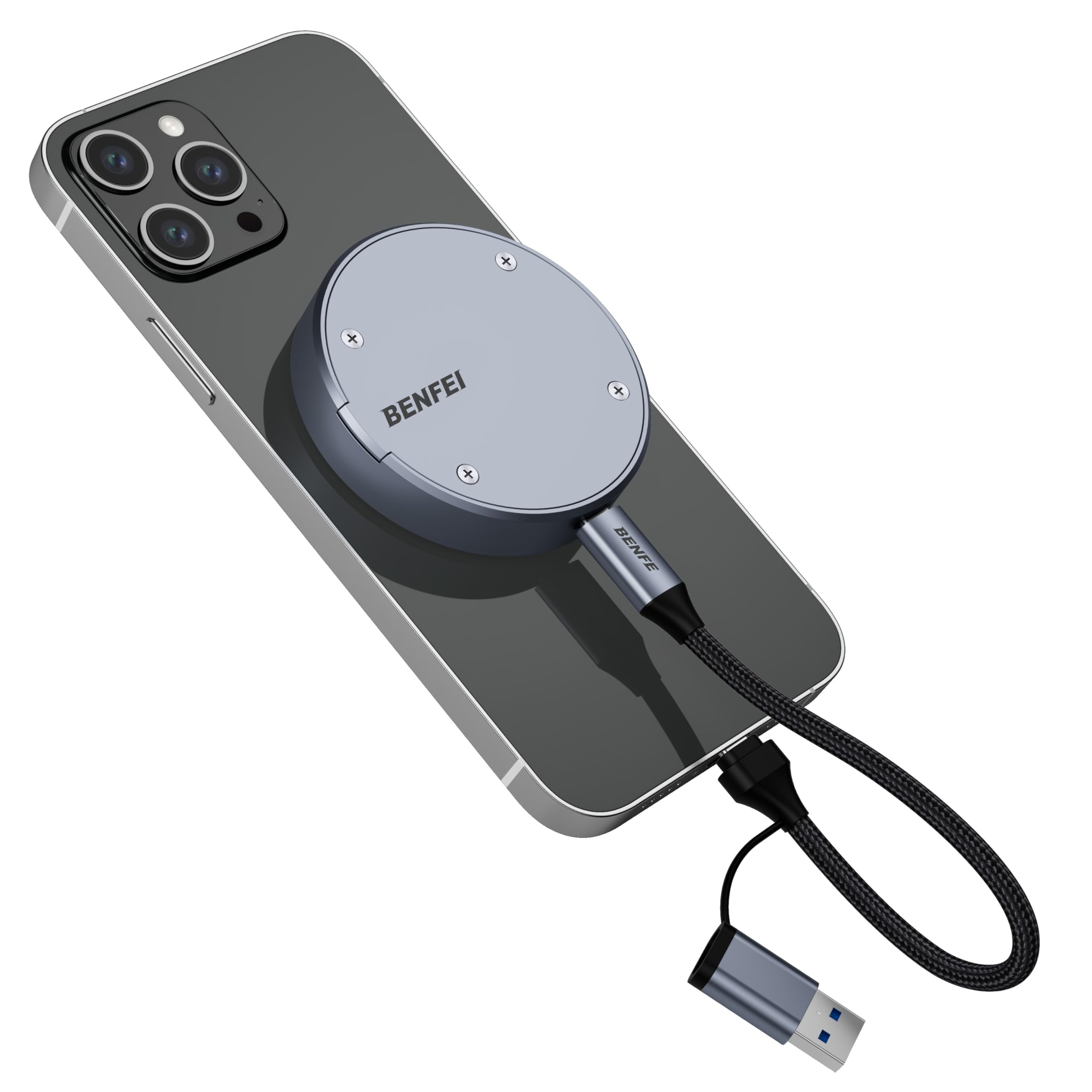 BENFEI 10Gbps Magnetic M.2 NVME SSD Enclosure magsafe Supports 10s Power Loss Protection for iPhone 15 Max ProRes, Prime Only Benfei FBA