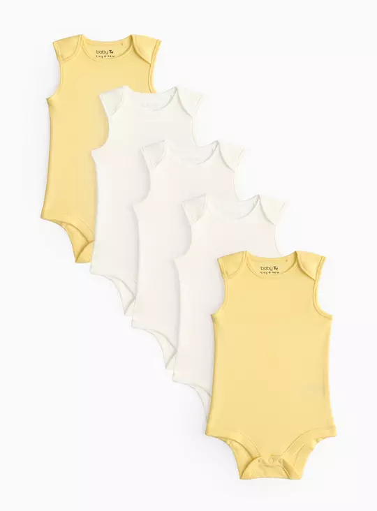Yellow Sleeveless Bodysuits 5 Pack, Sizes 0-12 Months + Free C&C