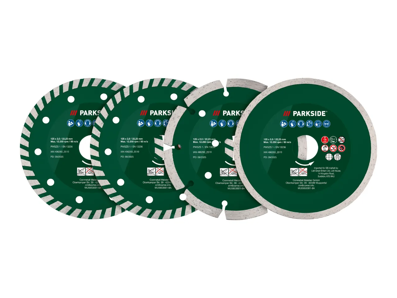 PARKSIDE 125mm Diamond Cutting Disc Set - 4 Pieces
