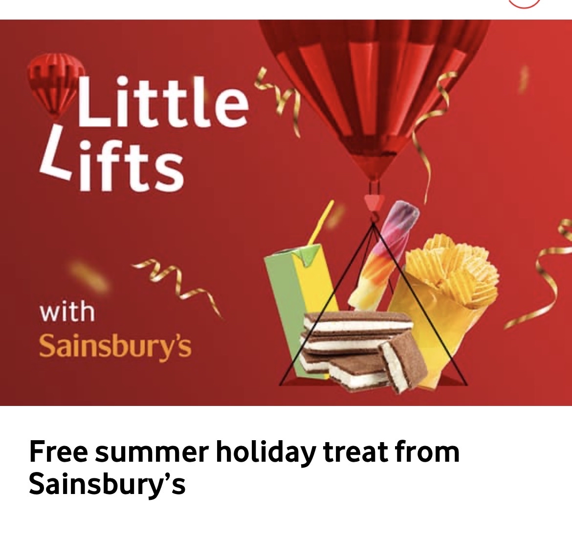 Veryme - Vodafone offer - Free summer holiday treat from Sainsbury's