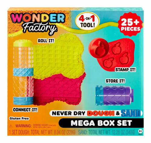 Wonder Factory Play Dough and Dry Sand Mega Box Set (4 Tubes of Dough & 4 Tubes of Sand) - Free Click and Collect