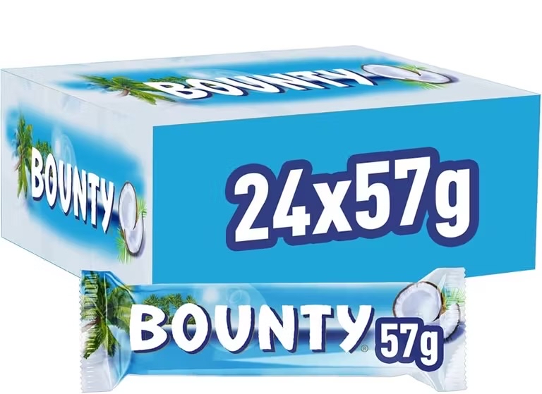 Bounty Chocolate Bars, Coconut & Milk Chocolate Bulk Box, 24 x 57g - £10.80 / £10.20 S&S