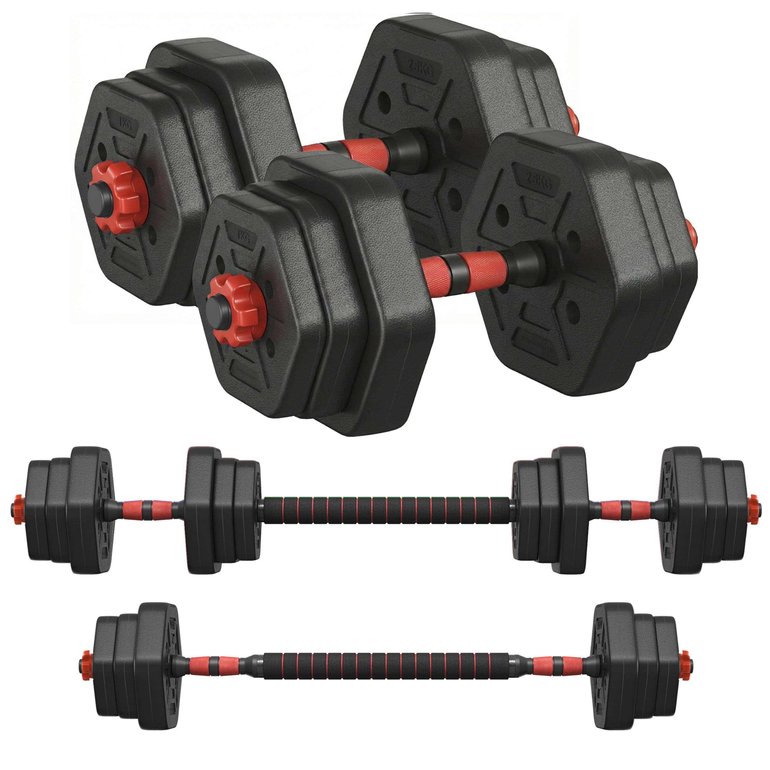 Songmics 20kg 2-in-1 Adjustable Hexagon Dumbbell Set with Barbell - Sold & Dispatched by Songmics Home UK