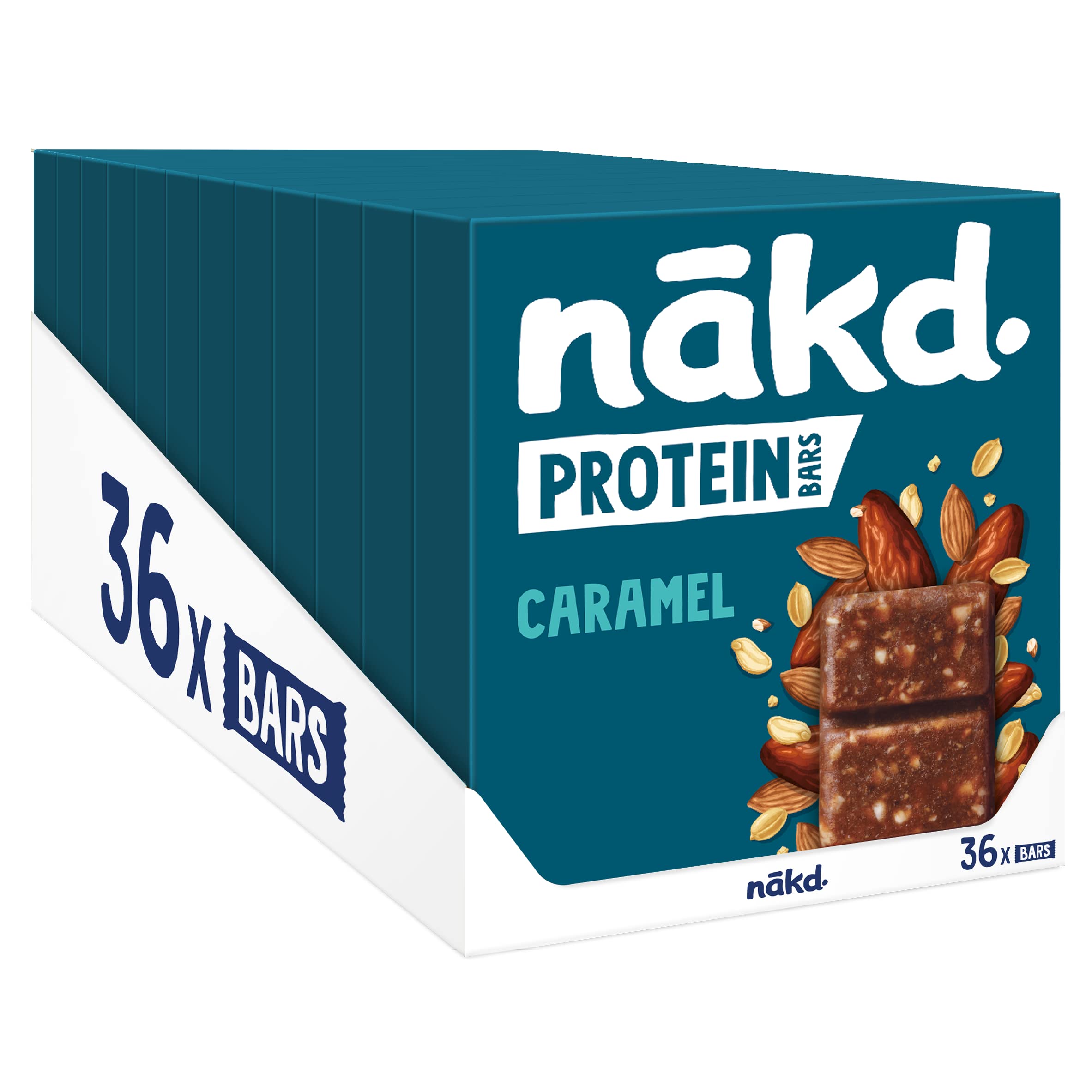 Nakd Protein Bars Caramel - 7g Plant-based Protein - 100% Natural Ingredients - No Added Sugar - Vegan - 36 X 45g Bars