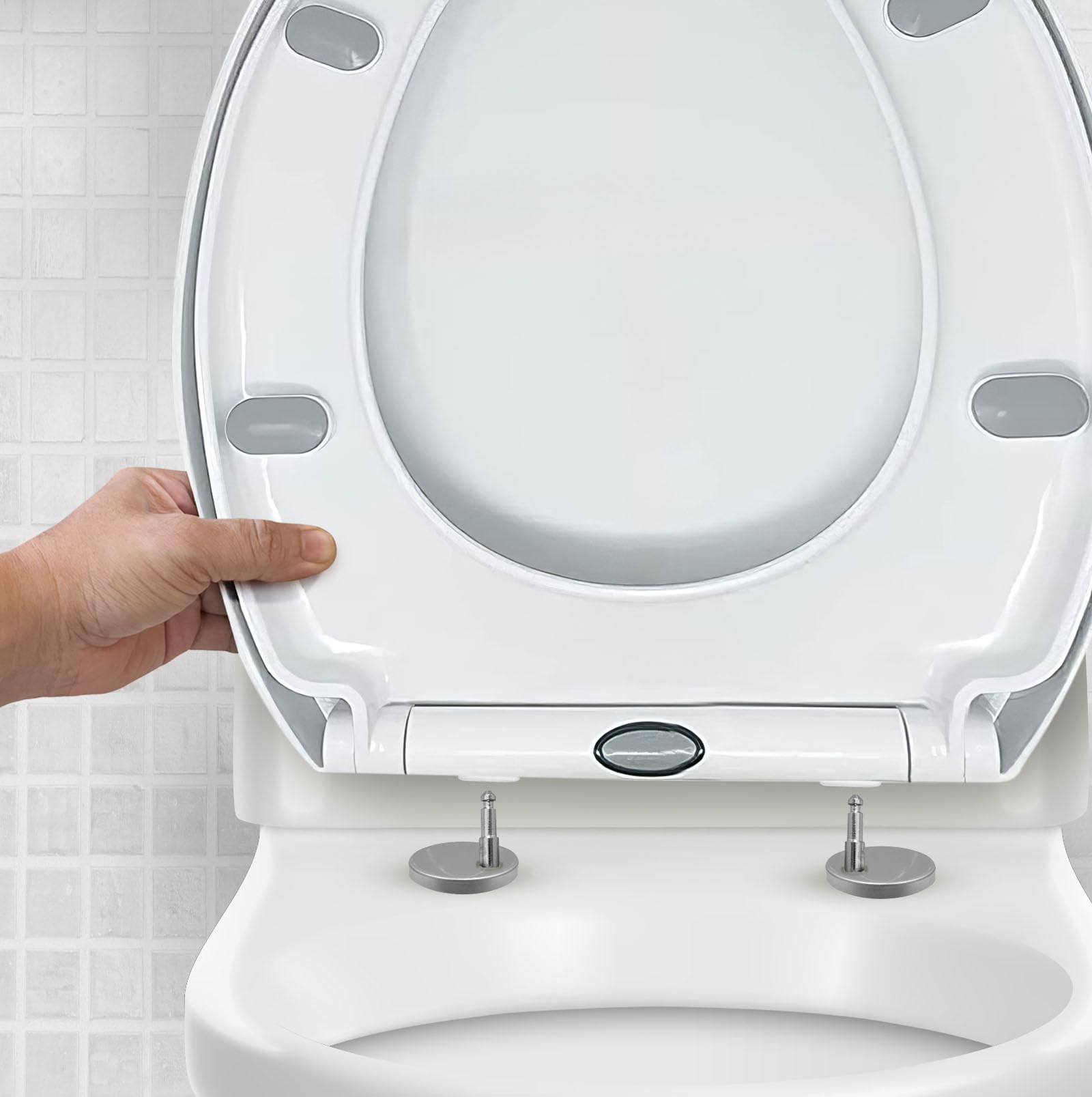 CUQOO Toilet Seat Soft Close Oval | Quick Release Hinges Oval Universal