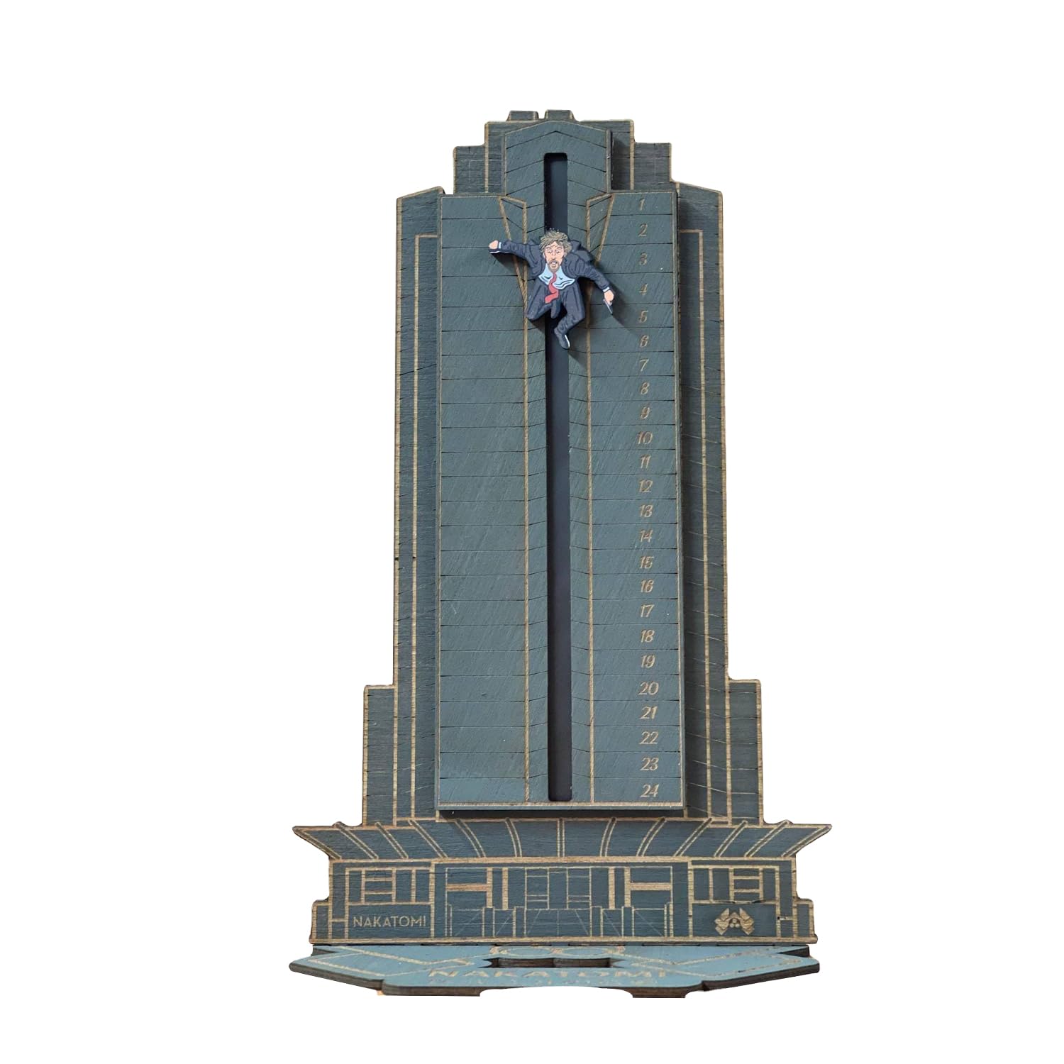 Interactive Die Hard Hans Gruber Nakatomi Hotel Advent Calendar - 24-Day Christmas Countdown Decoration (Blue)