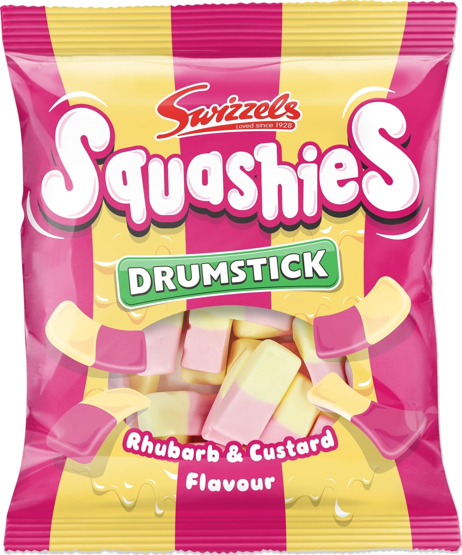 Swizzels Squashies Sweets, Rhubarb and Custard Flavour, Single Pack 140g