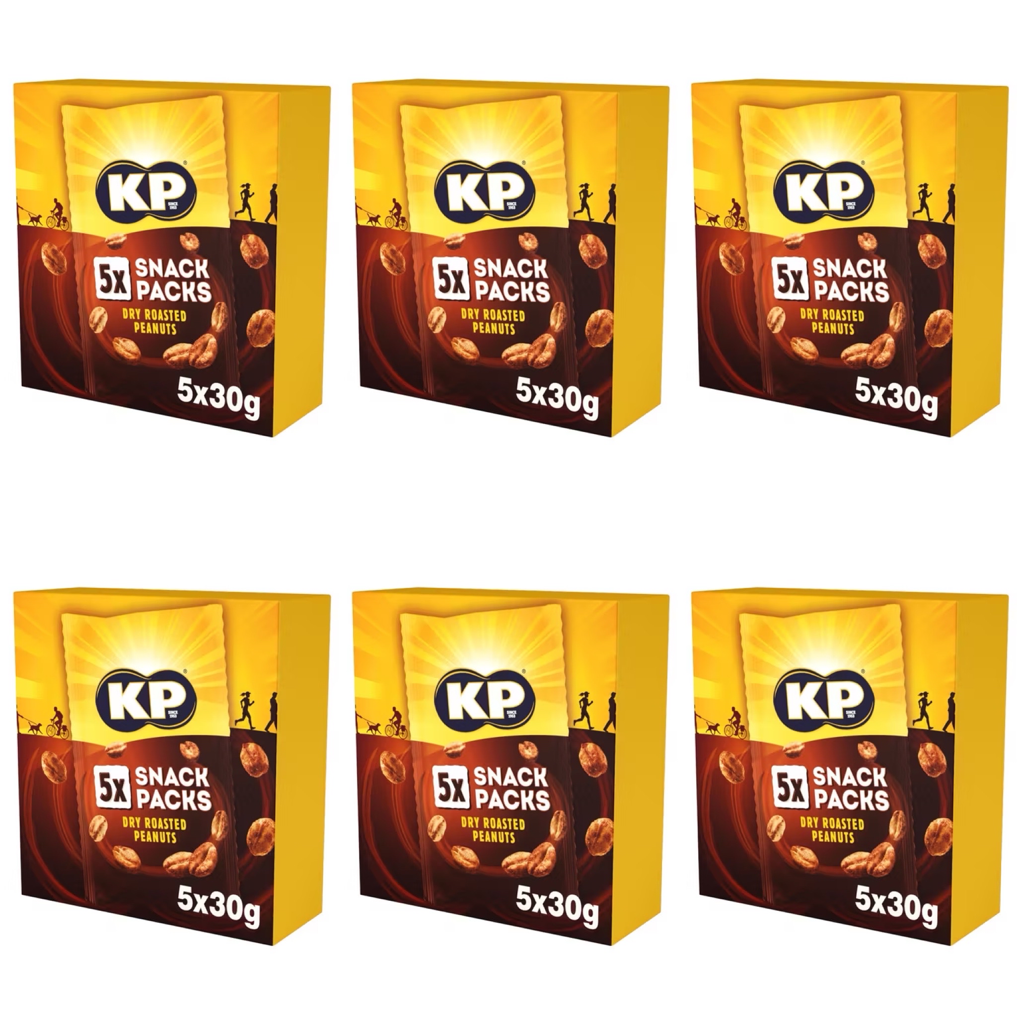 6x KP Nuts Dry Roasted Peanuts Multipack of 5 x 30g Snack Bags - £7.40 / £6.20 S&S