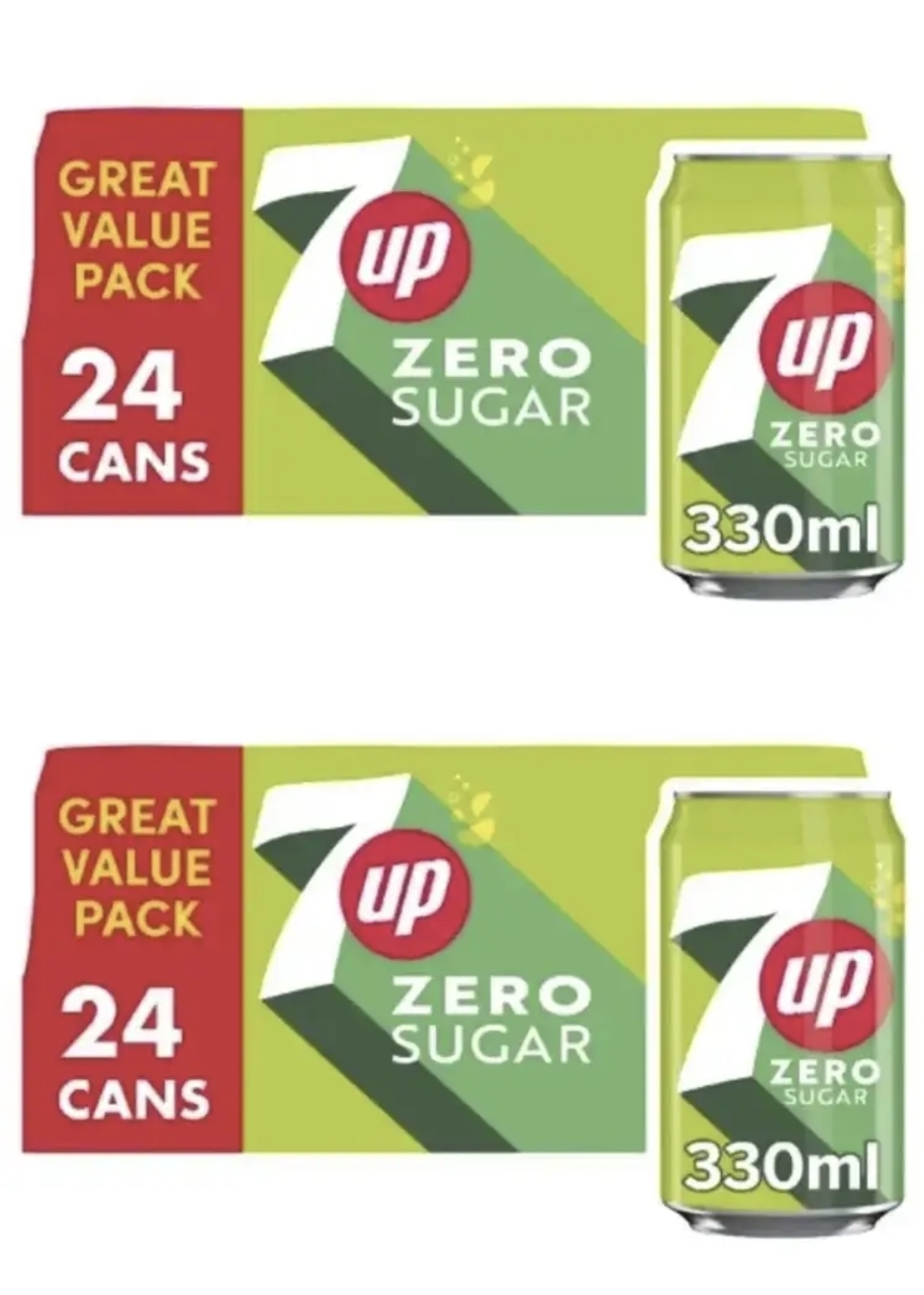 2 x 7UP Zero Lemon & Lime Cans 24 x 330ml Discount at Checkout (£12.60 / £14.20 with S&S)