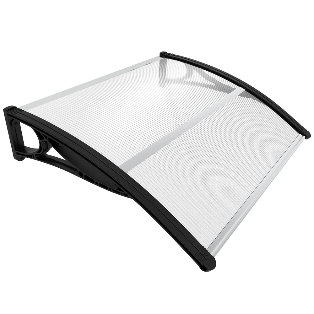 VOUNOT Front Door Canopy Outdoor Awning, Rain Shelter for Back Door, Porch, Patio, Window, 100 x 80 cm, Black