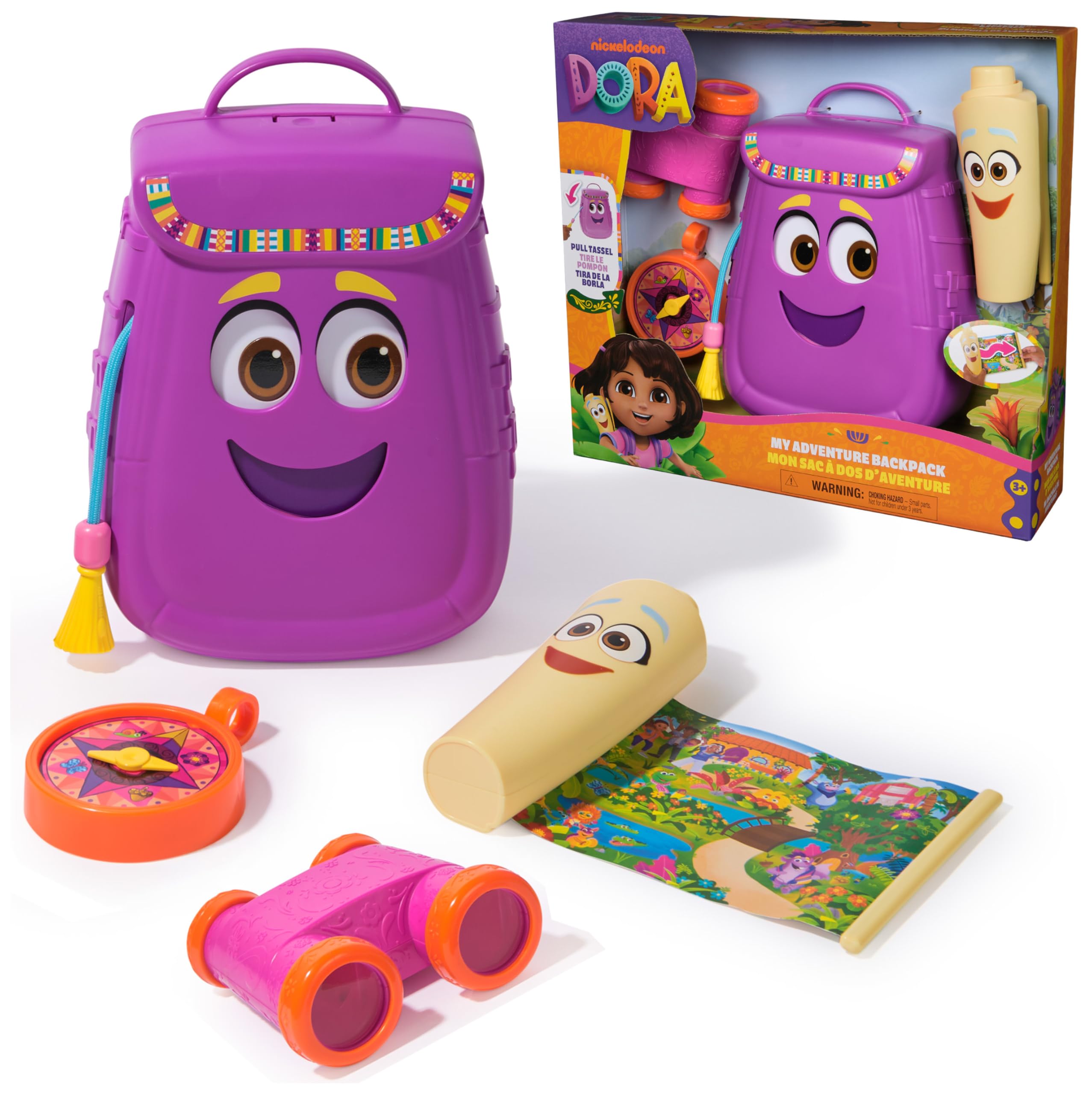 Dora, My Adventure Backpack, with Explorer Accessories‚ A Retractable Map, Toy Binoculars and Compass, Kids Toys