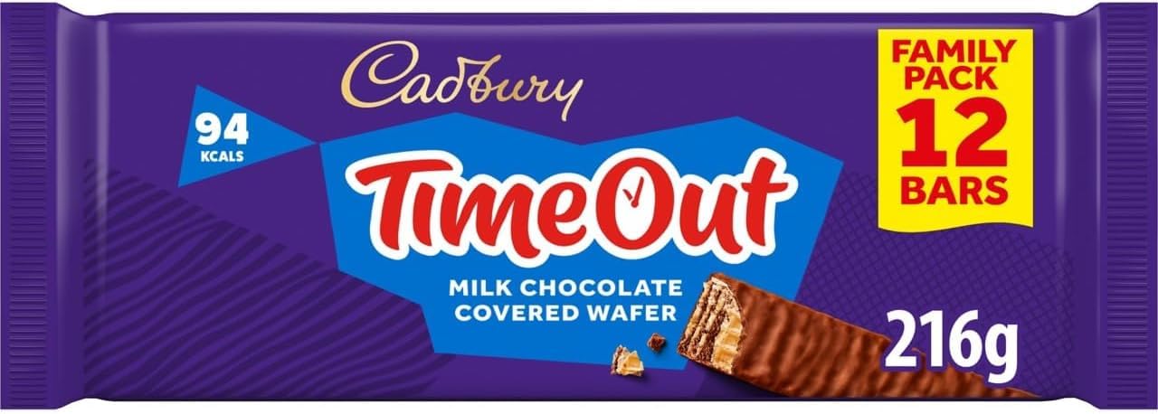 Cadbury Timeout Milk Chocolate Covered Wafer 12 x 18g - £1.68 / £1.50 S&S