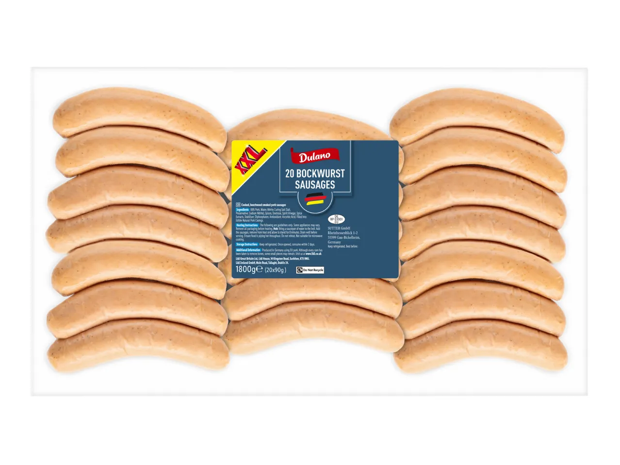 DULANO 20 Bockwurst Sausages 20x90g - Lidl Plus Price