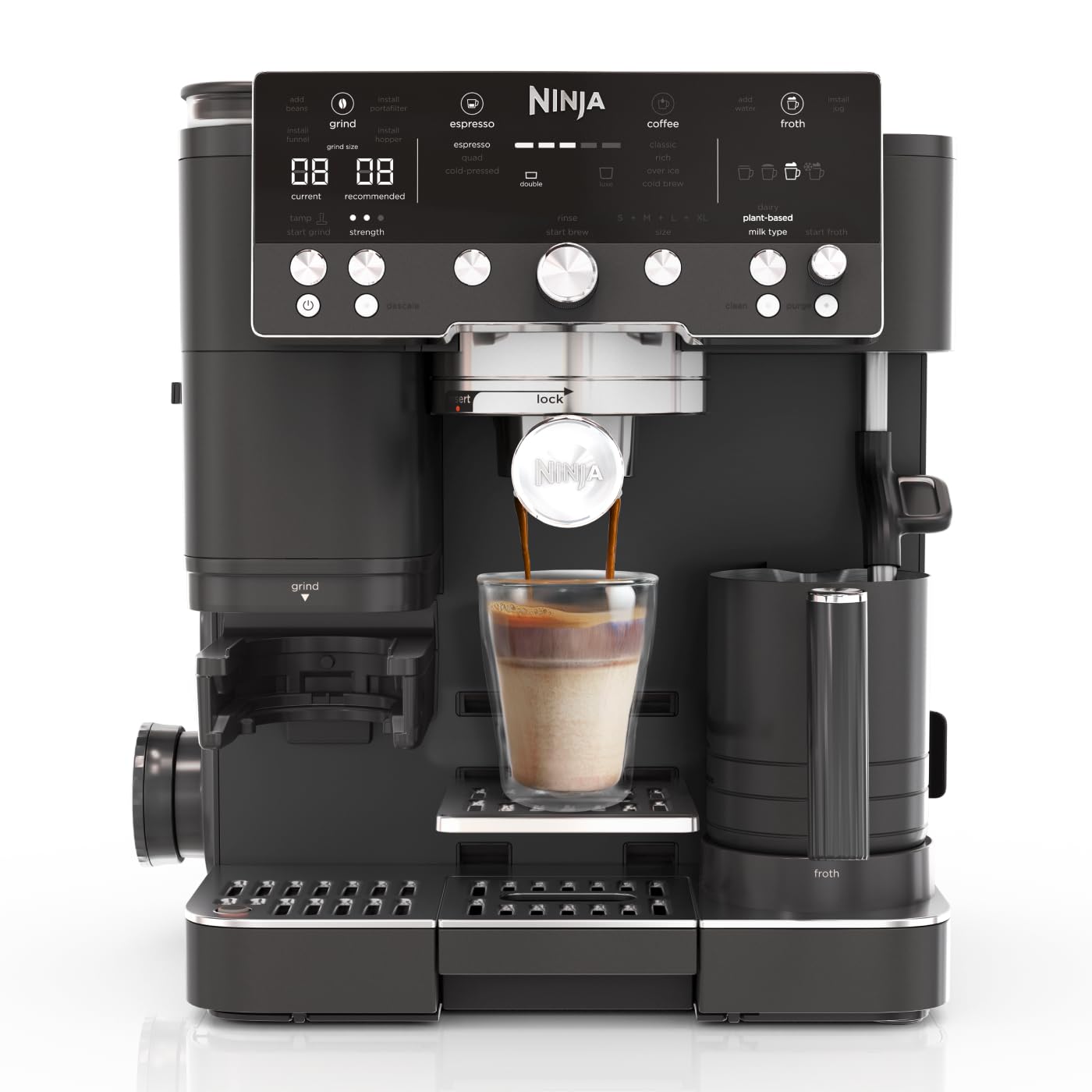 Ninja Luxe Premier 3-in-1 Coffee Machine, Cappuccino, Black ES601UKBK w/Voucher
