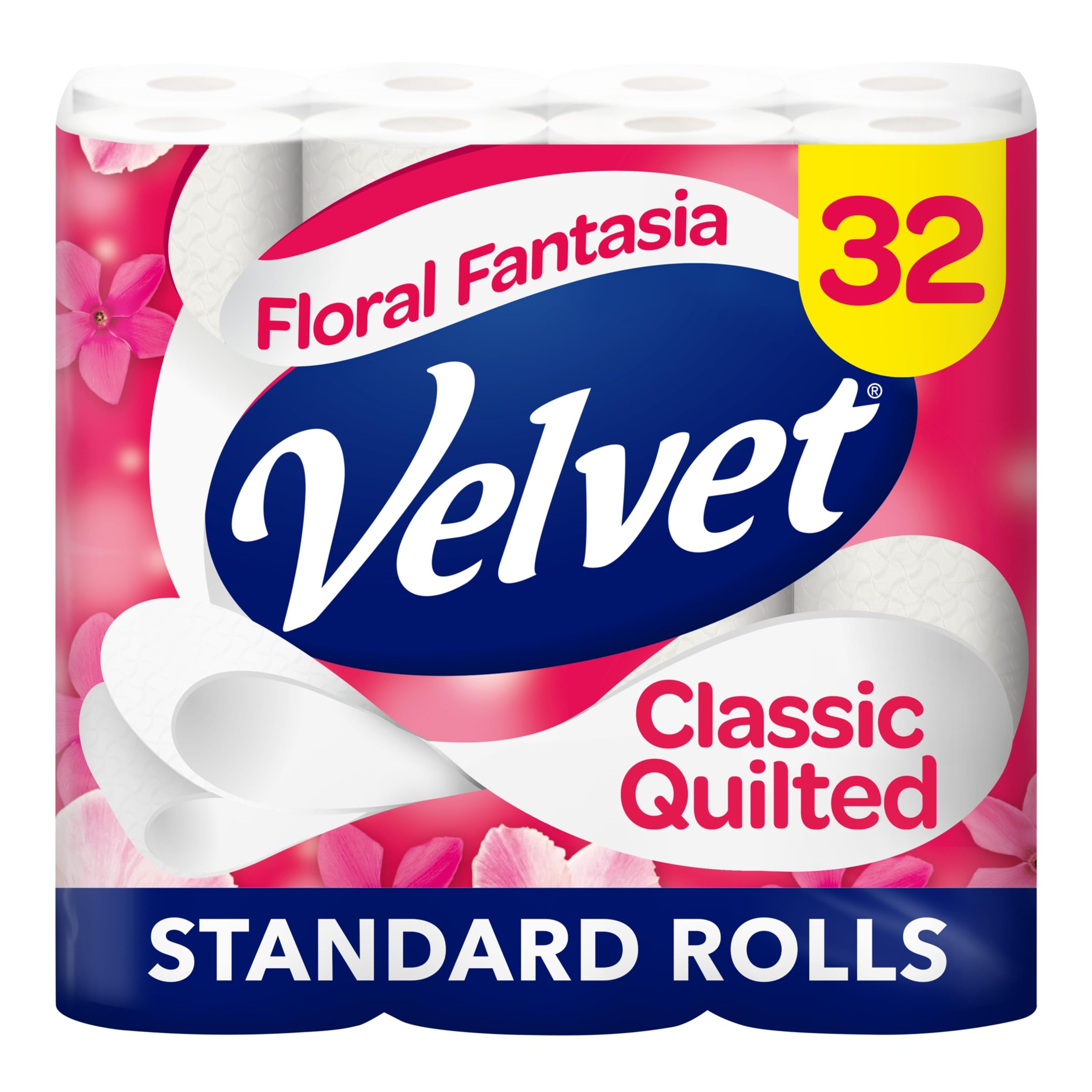 Velvet Classic Quilted Floral Fantasia Toilet Roll, 32 Rolls - S&S £8.07 / £7.22