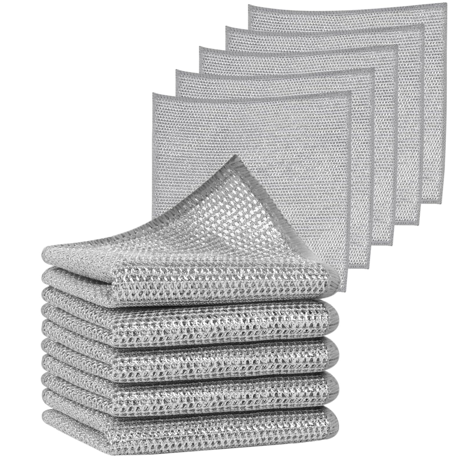 10pc Double Layer Wire Dishwashing Cloths, 20x20cm, Non Scratch Kitchen Cleaning Rags, Sold by Freda-EU / FBA