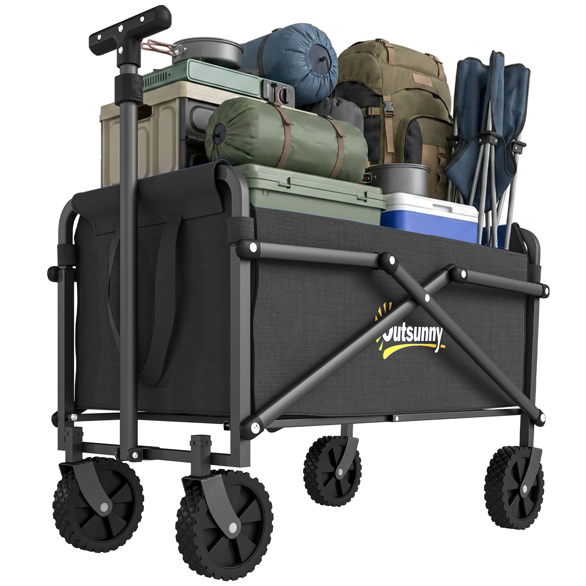 Outsunny 62L Festival Trolley on Wheels, Portable Small Folding Trolley Cart, 60kg Heavy Duty, Black - Sold & Shipped by Aosom MHSTAR UK