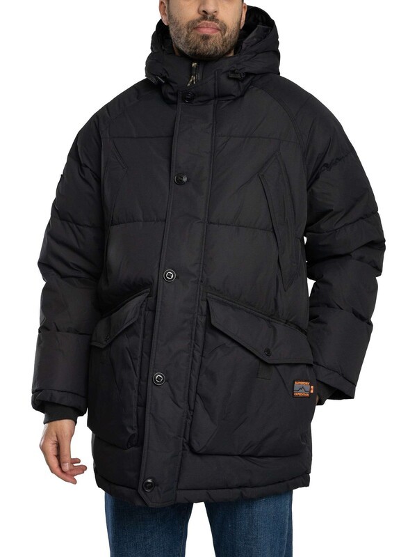 Superdry Expedition Puffer Parka Jacket - Noir, Size S - L (Blue Light Card Holders)