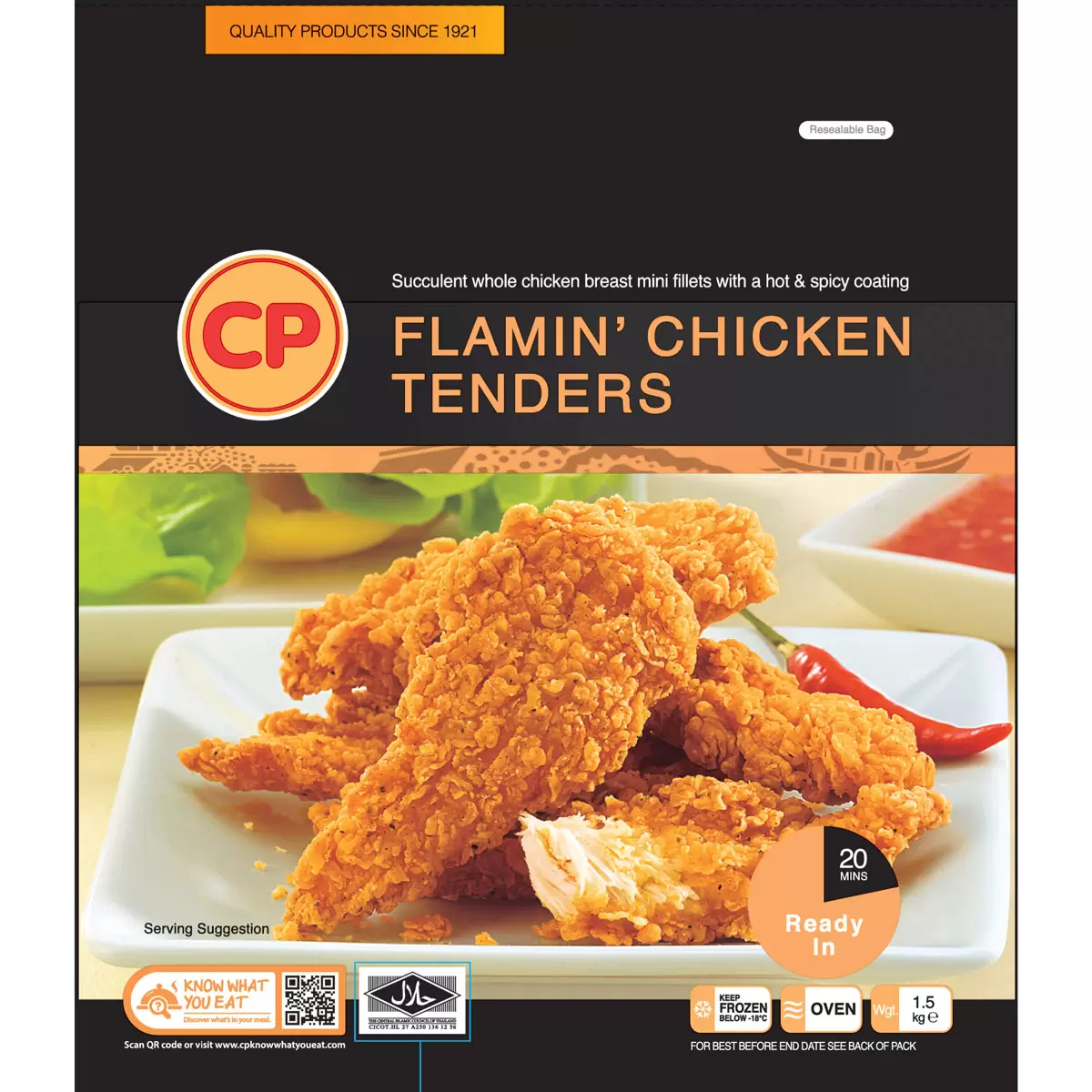 CP Foods Flamin' Chicken Tenders, 1.5kg - Instore