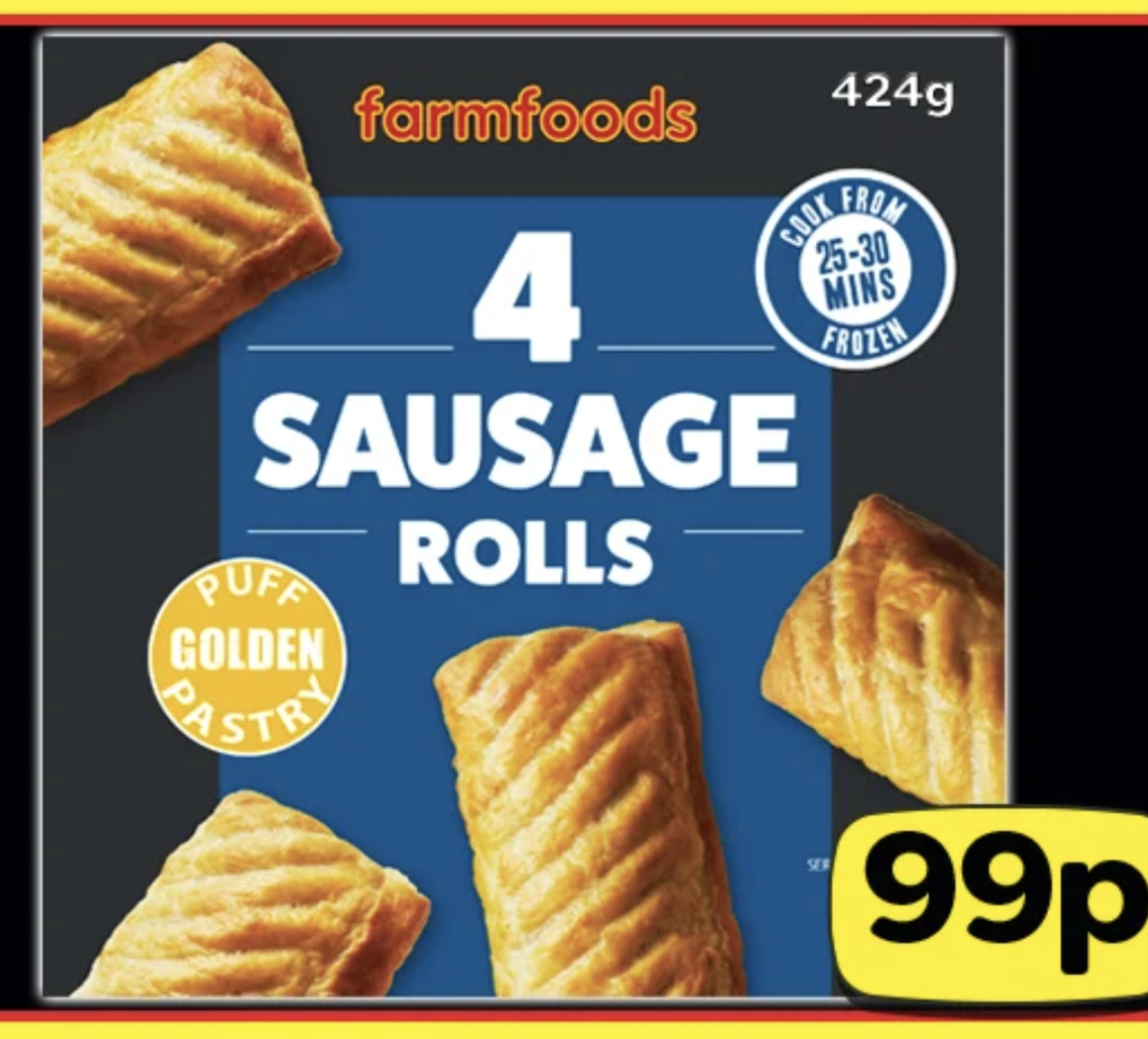Farmfoods 4 Sausage Rolls 424g
