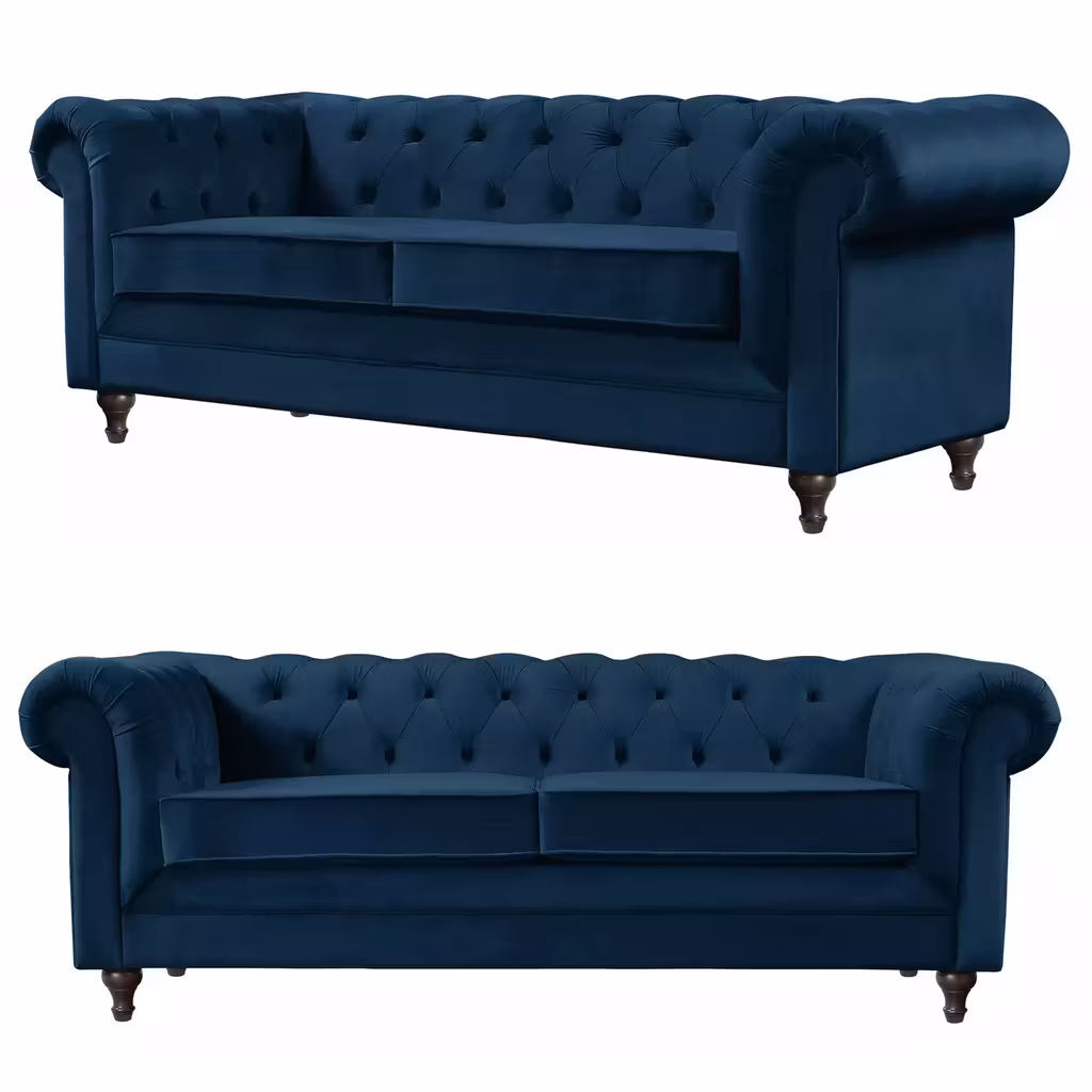 Habitat Chesterfield Velvet 3 Seater Sofa - Blue